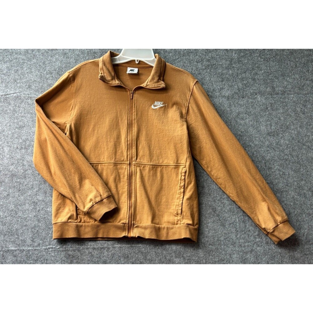 Nike Sportswear Mens XL Brown Full Zip Jacket Swoosh Cotton Track Casual